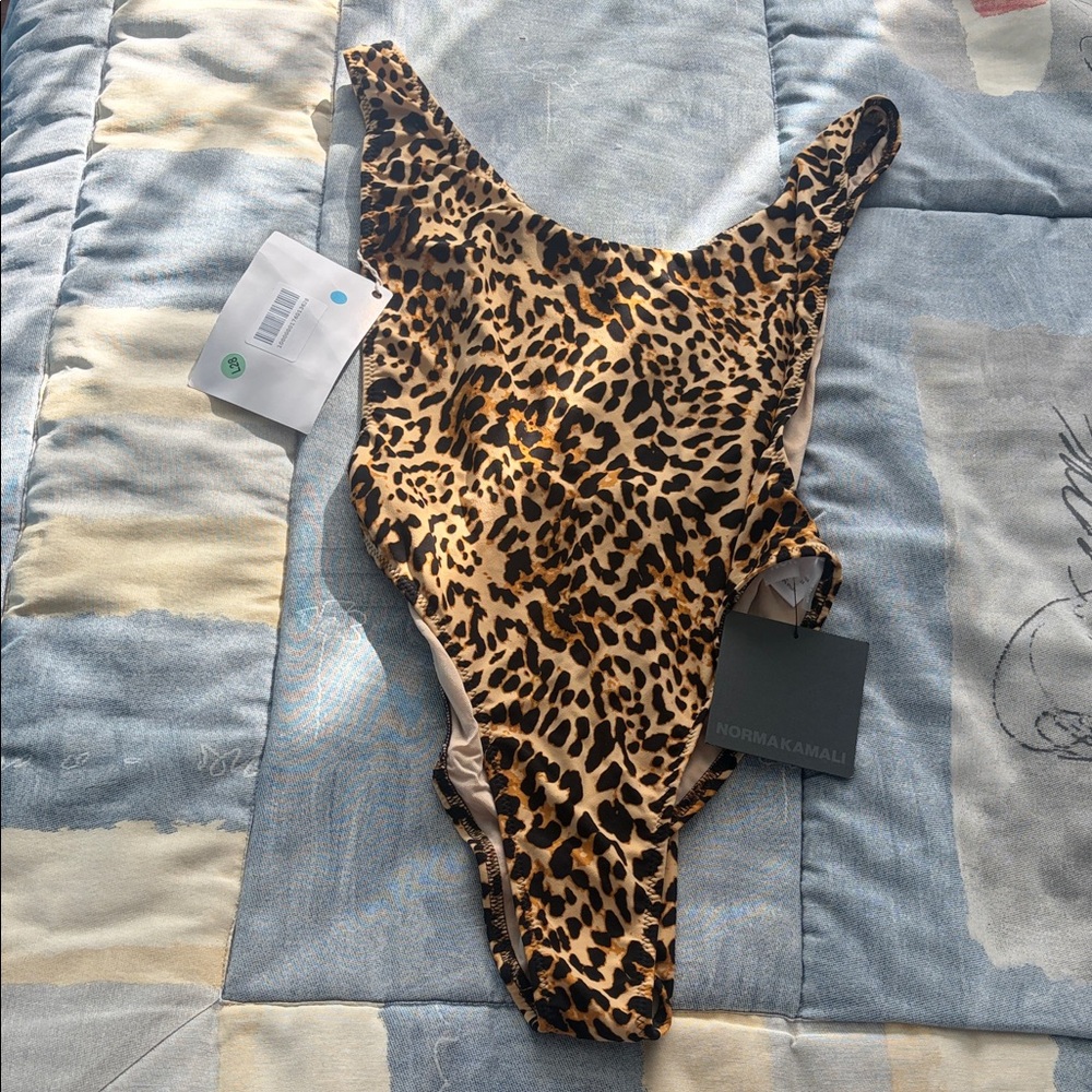 Norma Kamali Leopard Print One-Piece Swimsuit - Tan, Black